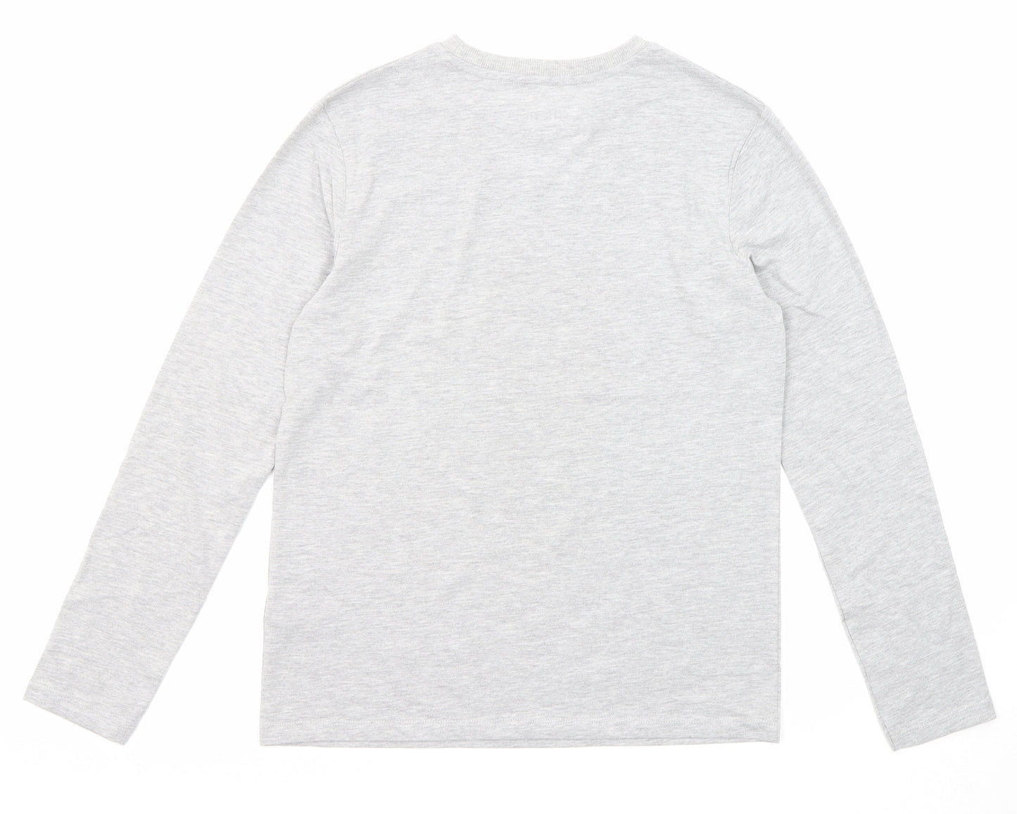 Marks and Spencer Boys Grey Cotton Basic T-Shirt Size 11-12 Years Round Neck Pullover - One Team