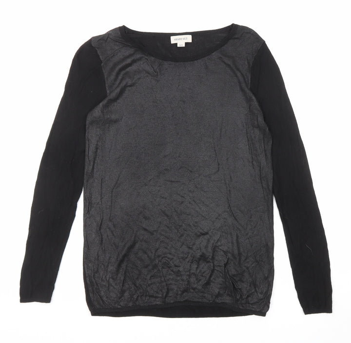 Smart Set Womens Black Round Neck Viscose Pullover Jumper Size M