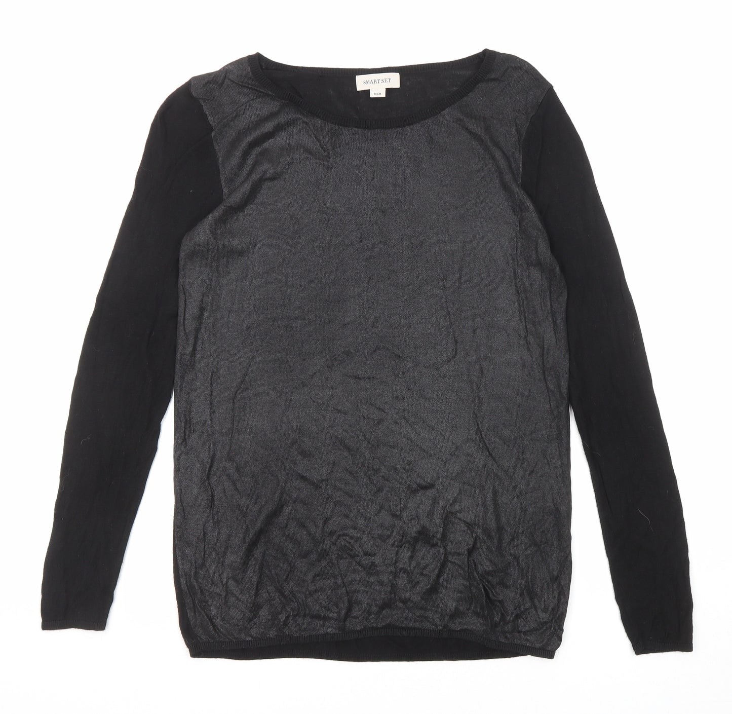 Smart Set Womens Black Round Neck Viscose Pullover Jumper Size M