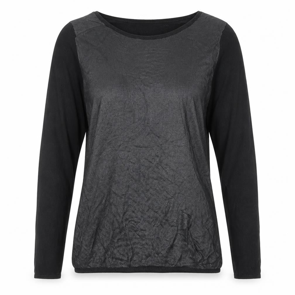 Front view of Smart Set women’s black round neck viscose jumper, size M