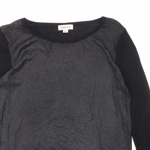 Smart Set Womens Black Round Neck Viscose Pullover Jumper Size M