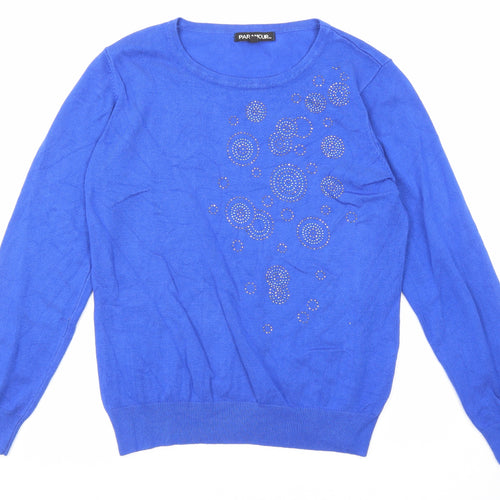 Paramour Womens Blue Round Neck Viscose Pullover Jumper Size S