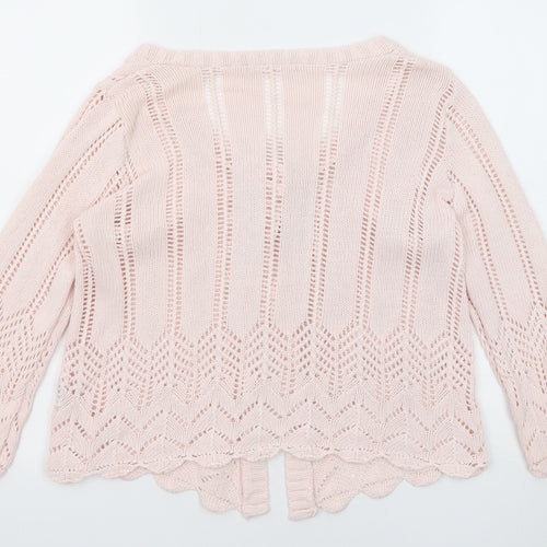 M&Co Womens Pink Scoop Neck Cotton Cardigan Jumper Size M