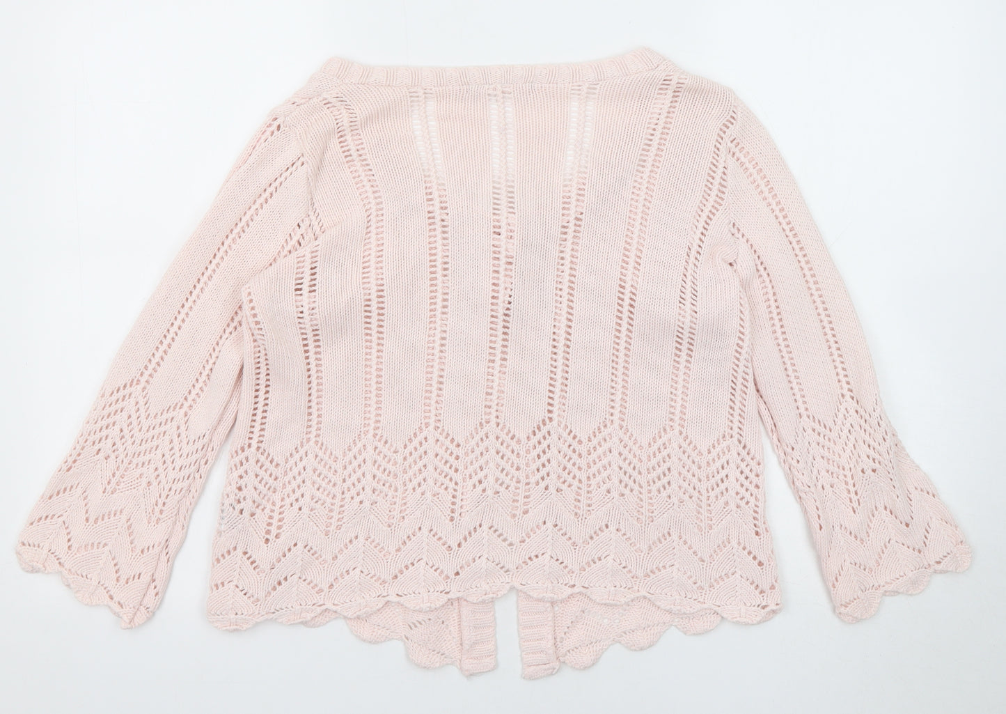 M&Co Womens Pink Scoop Neck Cotton Cardigan Jumper Size M