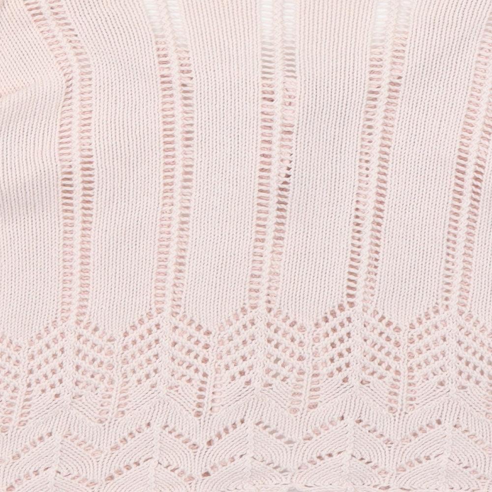 M&Co Womens Pink Scoop Neck Cotton Cardigan Jumper Size M