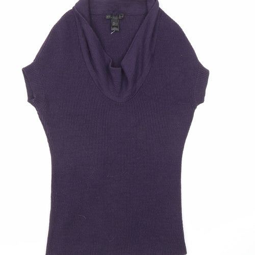 Mango Womens Purple Cowl Neck Acrylic Pullover Jumper Size L