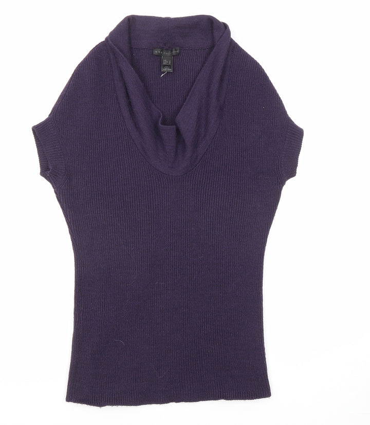 Mango Womens Purple Cowl Neck Acrylic Pullover Jumper Size L
