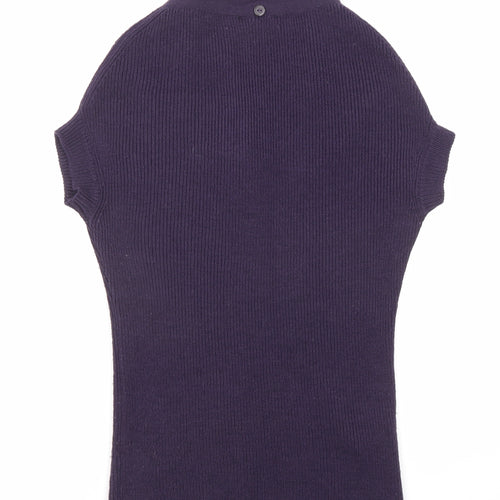 Mango Womens Purple Cowl Neck Acrylic Pullover Jumper Size L