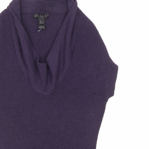 Mango Womens Purple Cowl Neck Acrylic Pullover Jumper Size L