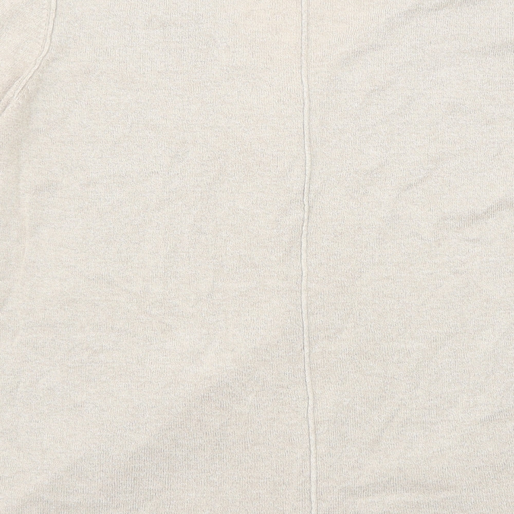 EAST Womens Beige V-Neck Linen Pullover Jumper Size 16