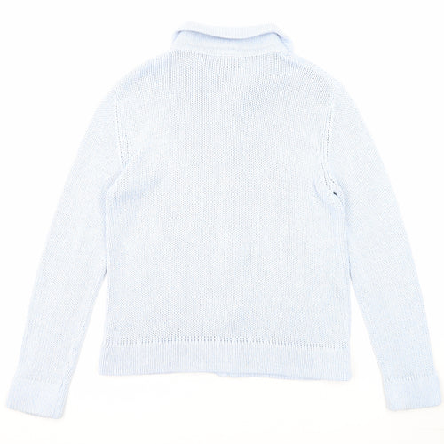 BHS Womens Blue Collared Acrylic Full Zip Jumper Size 10