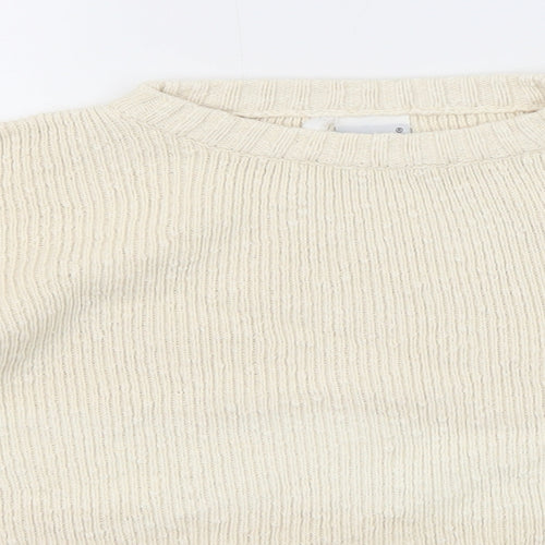 John P Womens Beige Round Neck Acrylic Pullover Jumper Size S