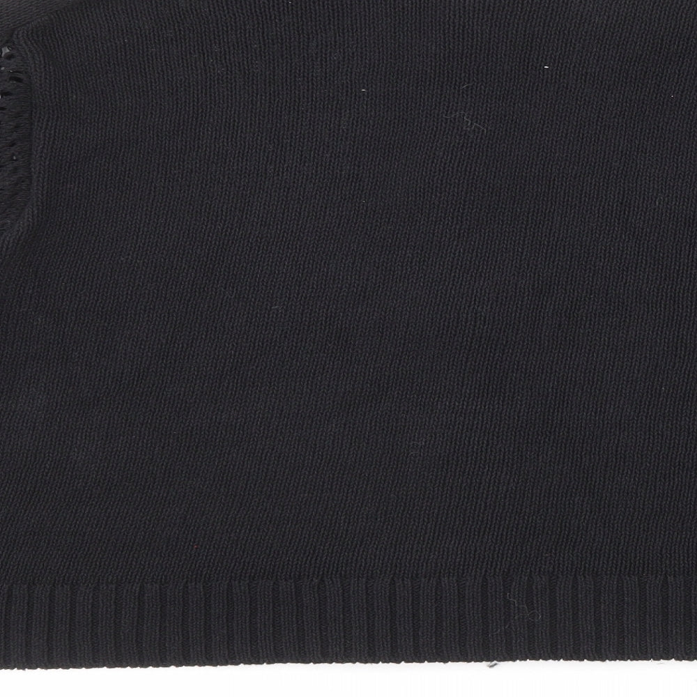 H&M Womens Black Collared Cotton Cardigan Jumper Size M