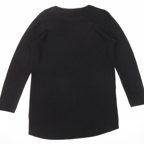 Bonmarché Womens Black Round Neck Acrylic Tunic Jumper Size 14