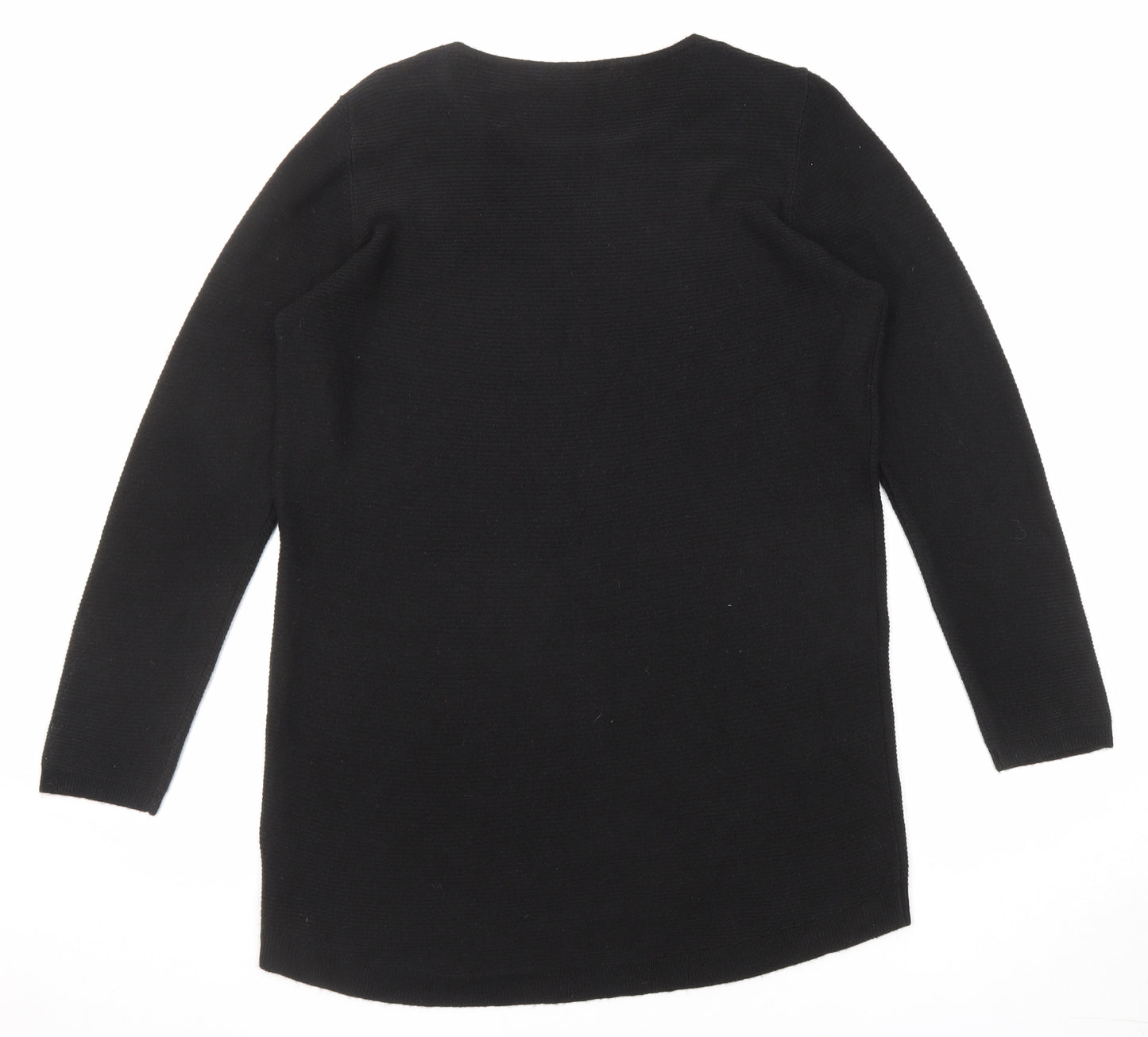 Bonmarché Womens Black Round Neck Acrylic Tunic Jumper Size 14