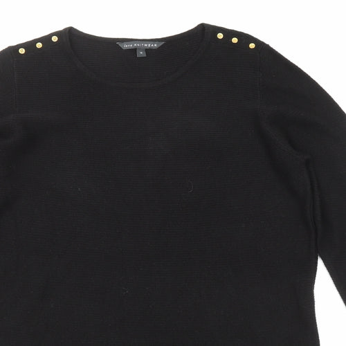 Bonmarché Womens Black Round Neck Acrylic Tunic Jumper Size 14