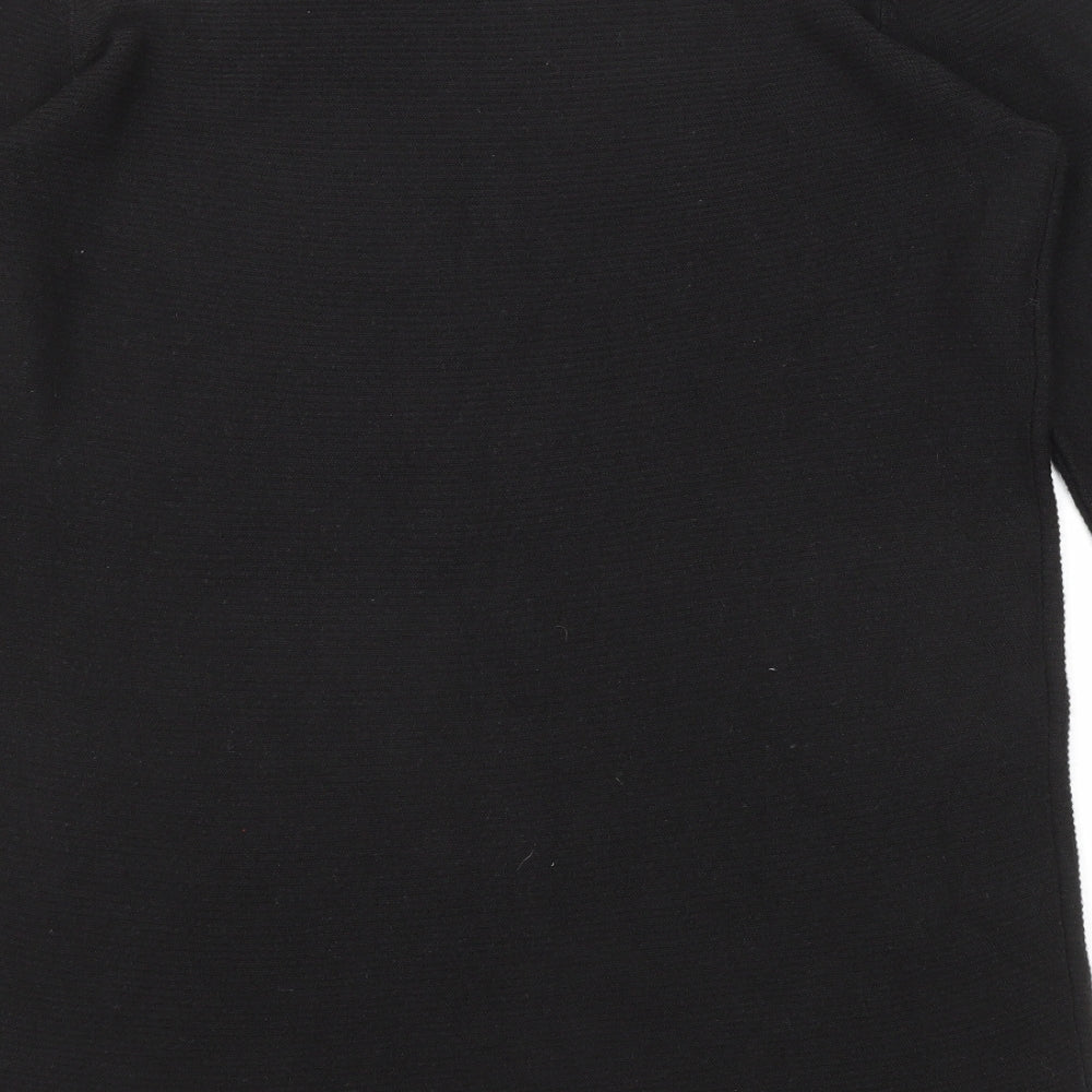 Bonmarché Womens Black Round Neck Acrylic Tunic Jumper Size 14