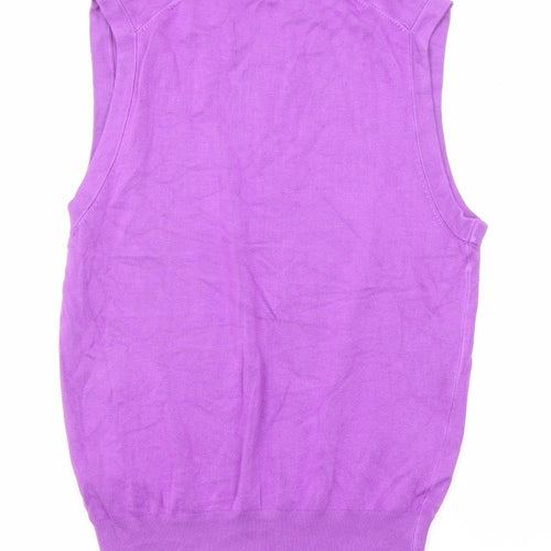 Zara Womens Purple Round Neck Viscose Vest Jumper Size L