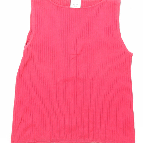 NEXT Womens Pink Cotton Basic Tank Size 18 Round Neck