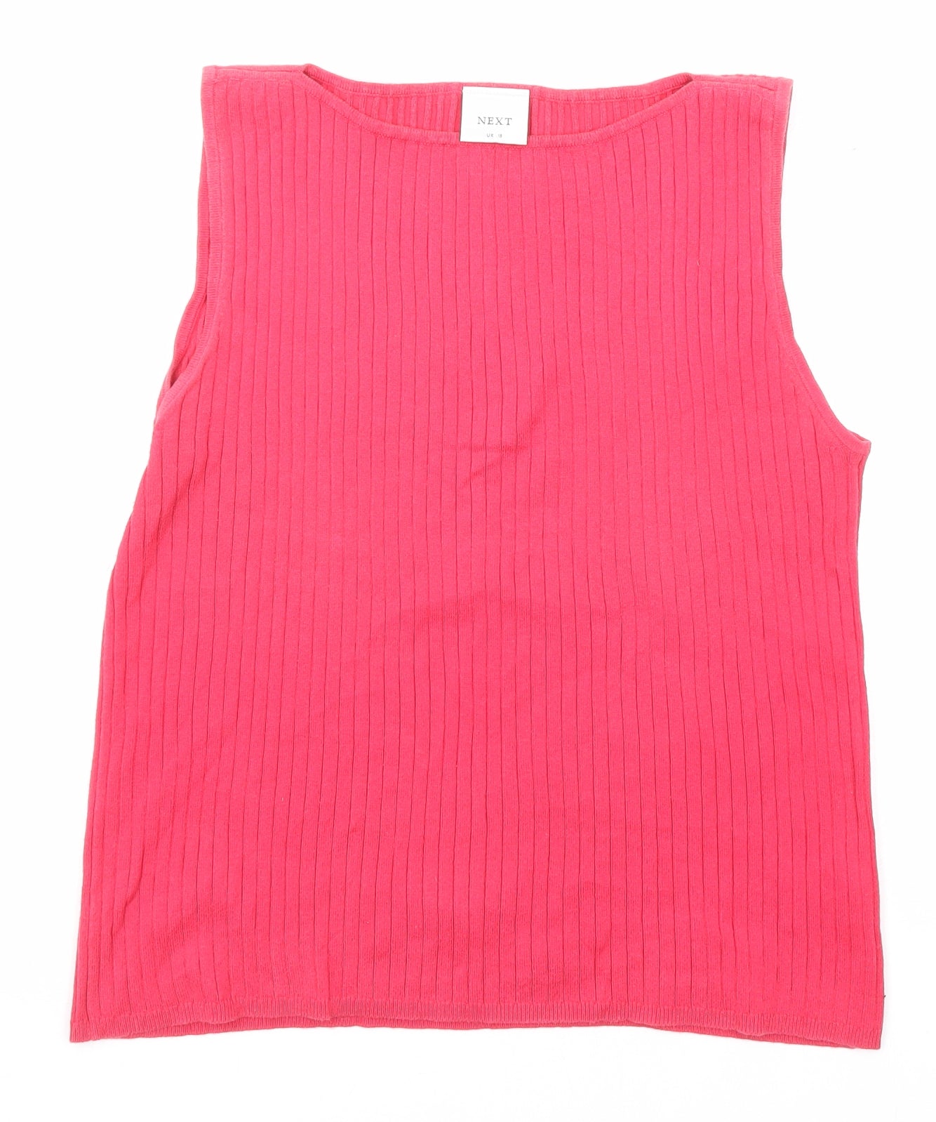 NEXT Womens Pink Cotton Basic Tank Size 18 Round Neck