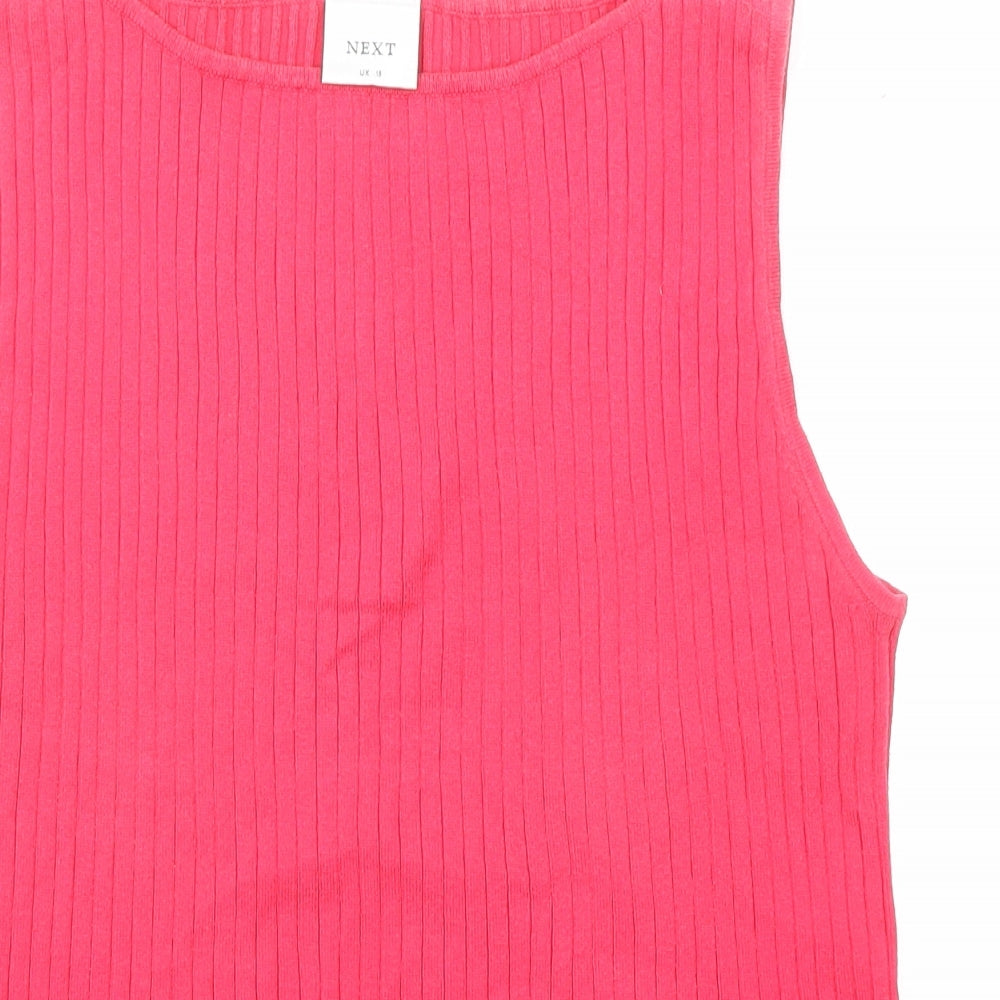 NEXT Womens Pink Cotton Basic Tank Size 18 Round Neck