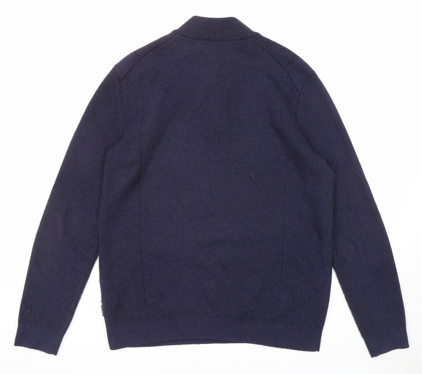 Ted Baker Mens Blue Round Neck Polyester Henley Jumper Size XL Long Sleeve