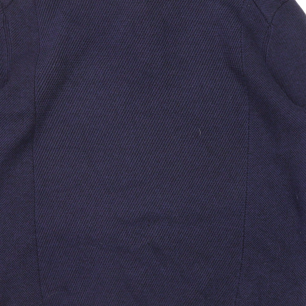 Ted Baker Mens Blue Round Neck Polyester Henley Jumper Size XL Long Sleeve