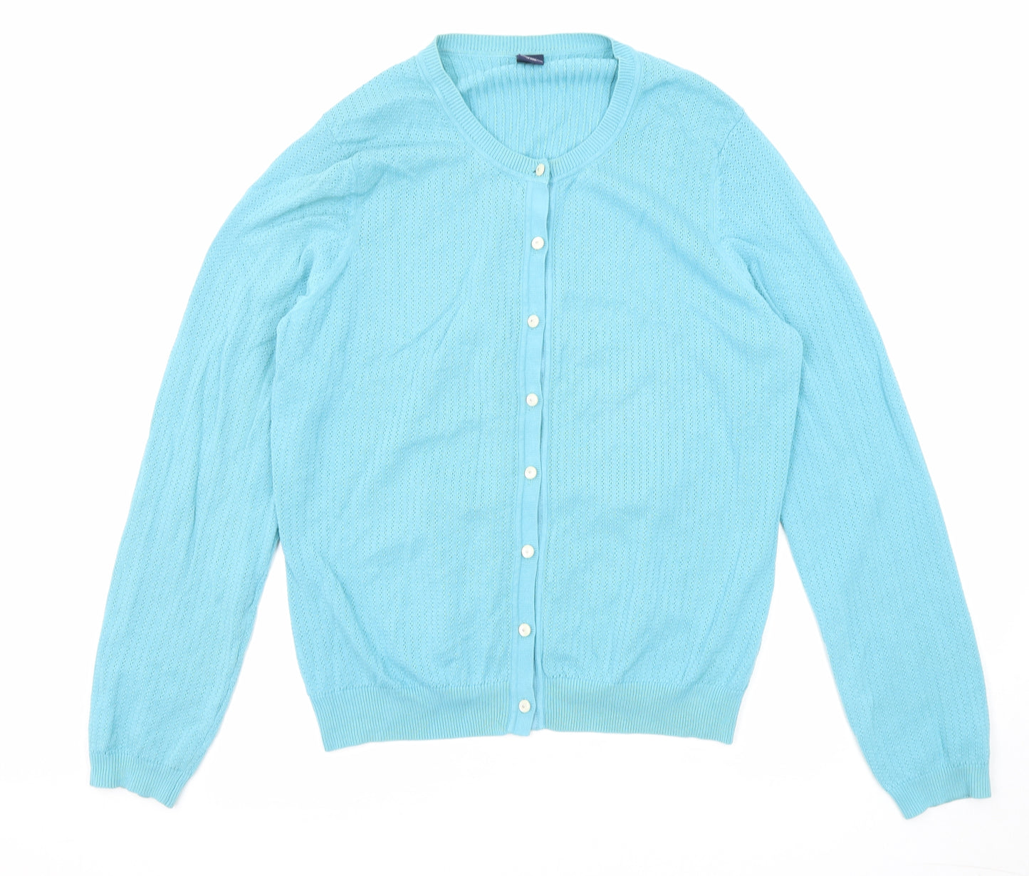 Gap Womens Blue Round Neck Cotton Cardigan Jumper Size XL