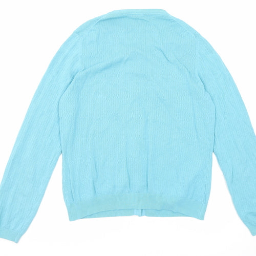 Gap Womens Blue Round Neck Cotton Cardigan Jumper Size XL
