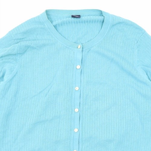 Gap Womens Blue Round Neck Cotton Cardigan Jumper Size XL