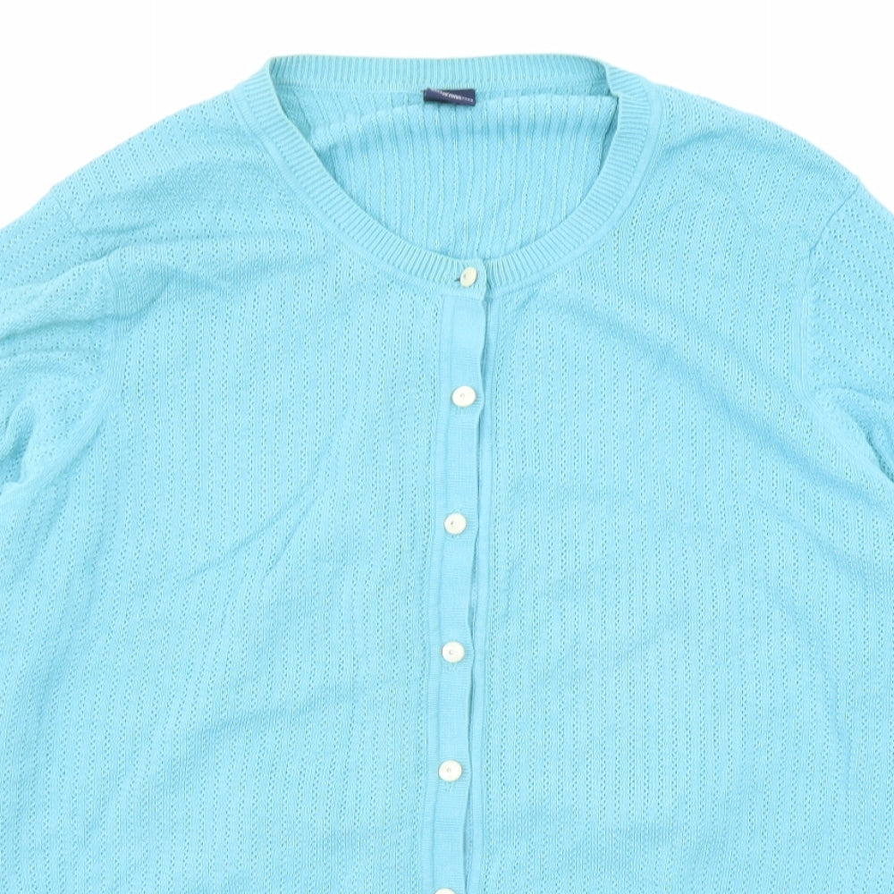 Gap Womens Blue Round Neck Cotton Cardigan Jumper Size XL