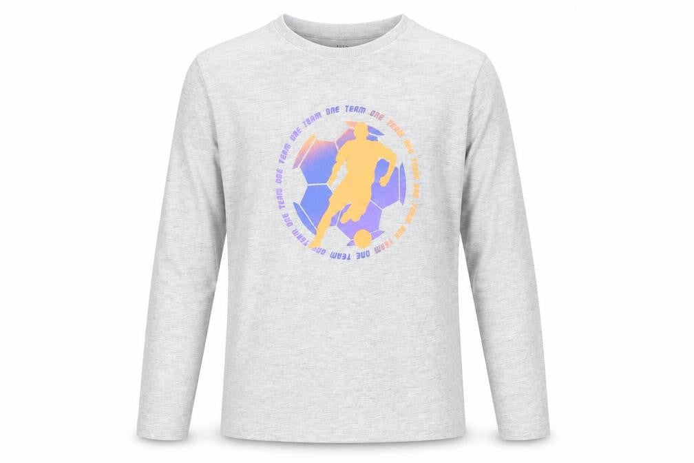 Marks and Spencer Boys Grey Cotton Pullover T-Shirt Size 12-13 Years Crew Neck Pullover - Football