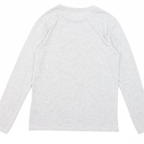 Marks and Spencer Boys Grey Cotton Pullover T-Shirt Size 12-13 Years Crew Neck Pullover - Football