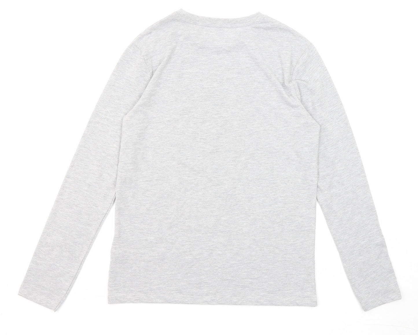 Marks and Spencer Boys Grey Cotton Pullover T-Shirt Size 12-13 Years Crew Neck Pullover - Football