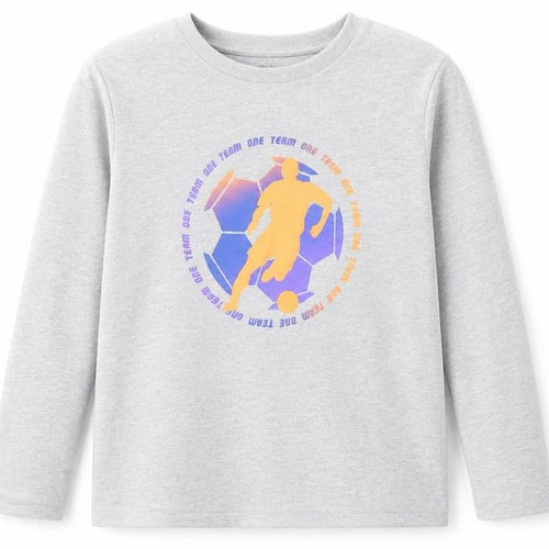 Marks and Spencer Boys Grey Cotton Pullover T-Shirt Size 12-13 Years Crew Neck Pullover - Football