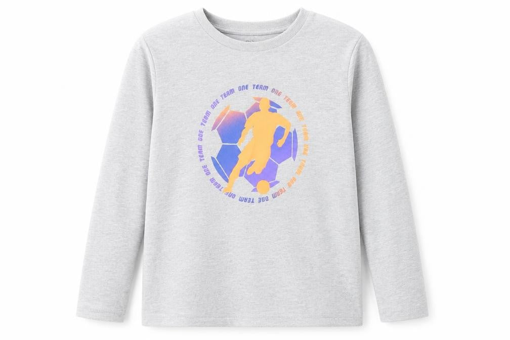 Marks and Spencer Boys Grey Cotton Pullover T-Shirt Size 12-13 Years Crew Neck Pullover - Football