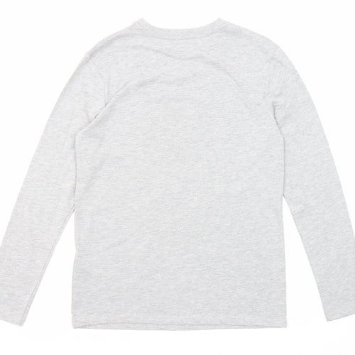 Marks and Spencer Boys Grey Cotton Pullover T-Shirt Size 12-13 Years Crew Neck Pullover - Football