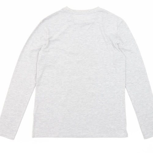 Marks and Spencer Boys Grey Cotton Pullover T-Shirt Size 12-13 Years Crew Neck Pullover - Football