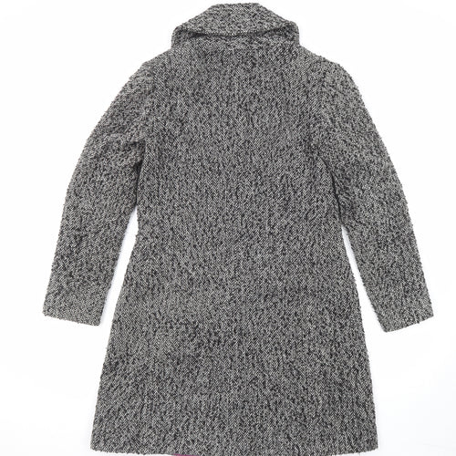 Per Una Womens Black Geometric Overcoat Coat Size 10 Button