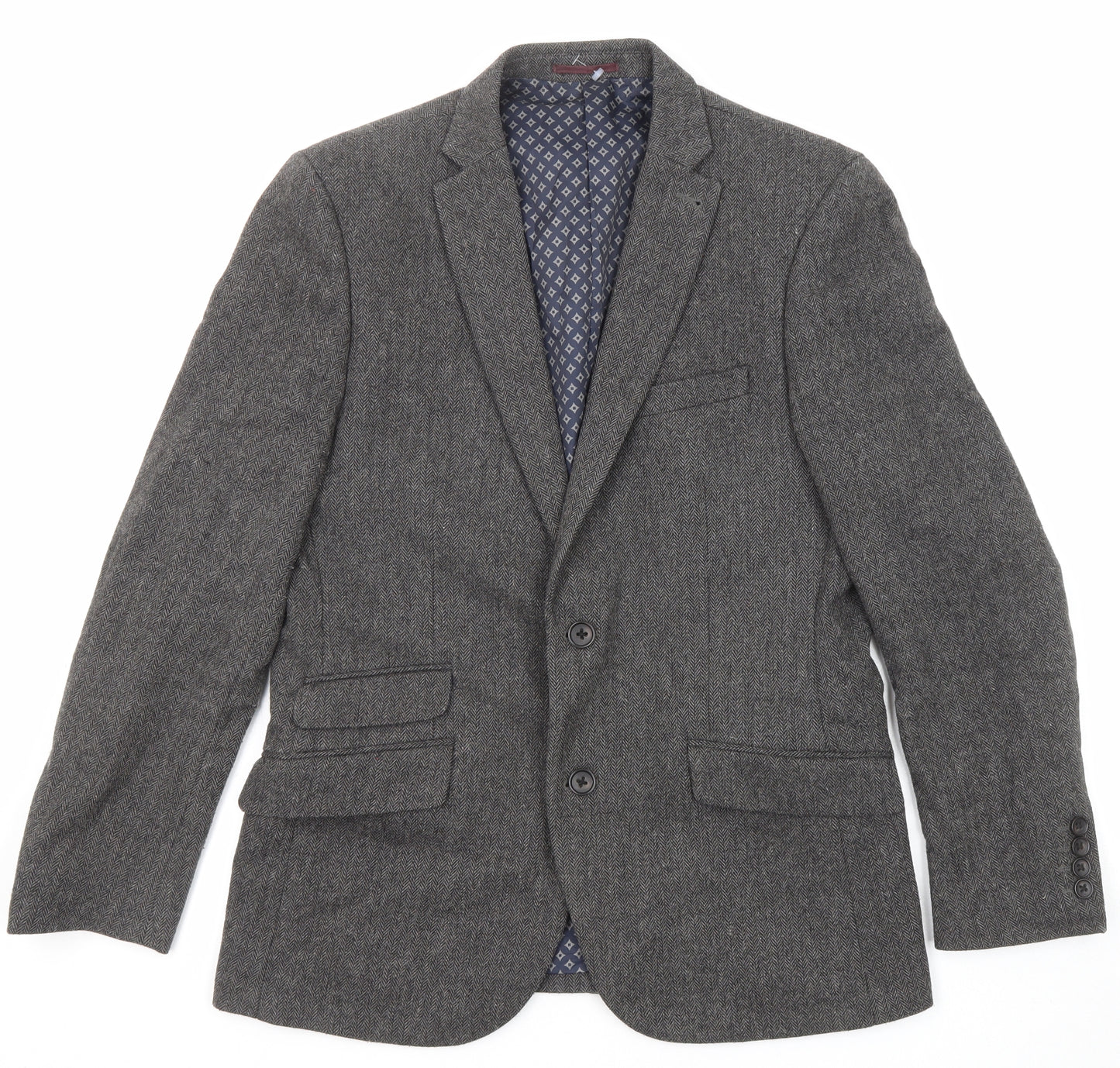 NEXT Mens Grey Wool Jacket Suit Jacket Size 40 Regular