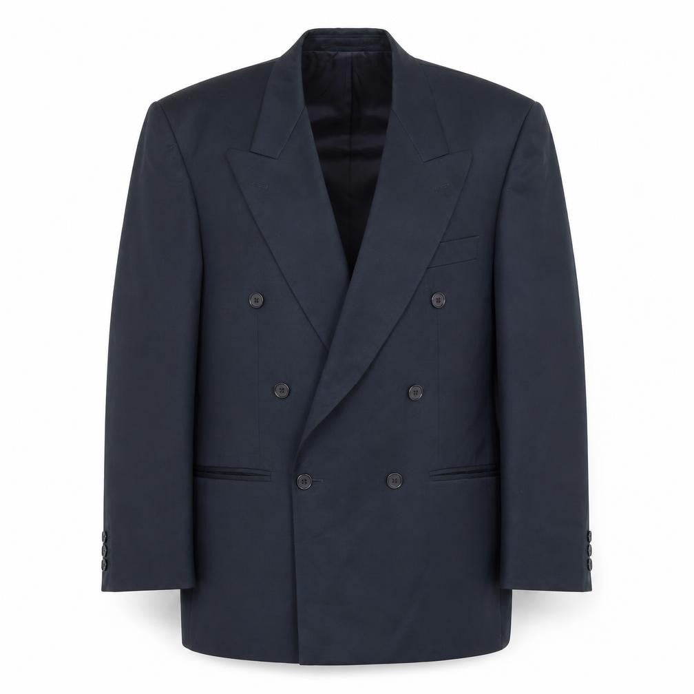 Front view of Marks & Spencer men’s blue polyester jacket suit jacket, size 40, regular