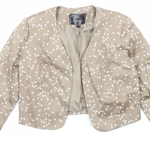 bpc Womens Beige Geometric Jacket Blazer Size 10 - Star Print