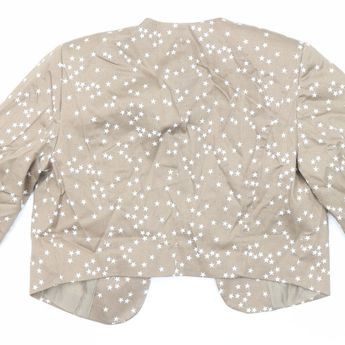bpc Womens Beige Geometric Jacket Blazer Size 10 - Star Print