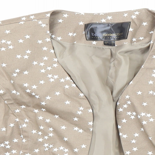 bpc Womens Beige Geometric Jacket Blazer Size 10 - Star Print