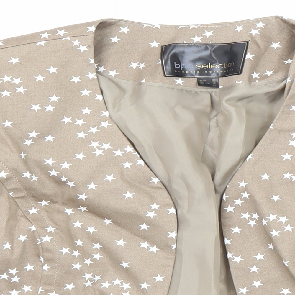 bpc Womens Beige Geometric Jacket Blazer Size 10 - Star Print