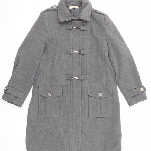 Classic Womens Grey Overcoat Coat Size 14 Zip