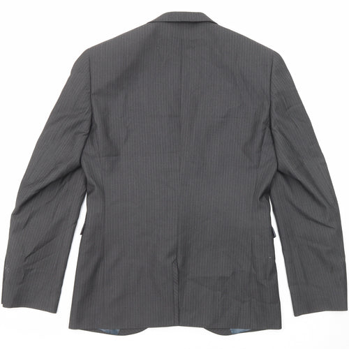 NEXT Mens Grey Striped Polyester Jacket Suit Jacket Size 38 Regular