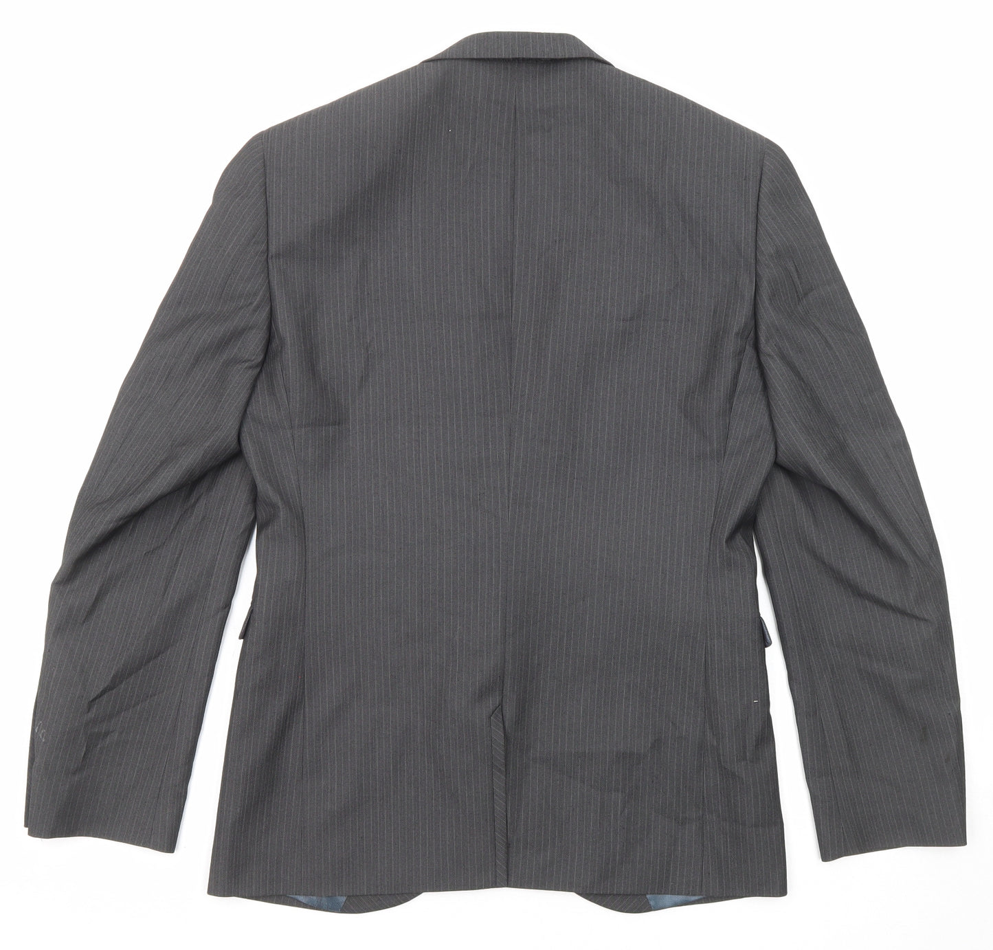 NEXT Mens Grey Striped Polyester Jacket Suit Jacket Size 38 Regular