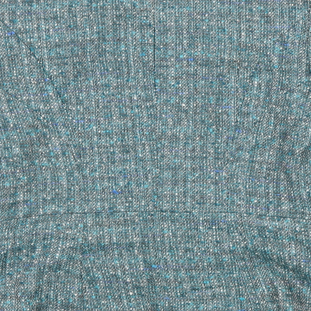 H&M Womens Blue Geometric Jacket Blazer Size 8 Hook & Eye