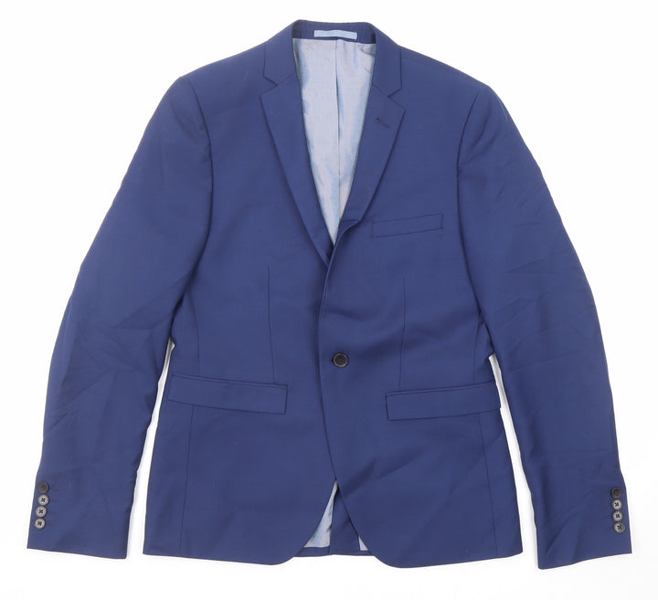 Burton Mens Blue Polyester Jacket Suit Jacket Size 38 Regular
